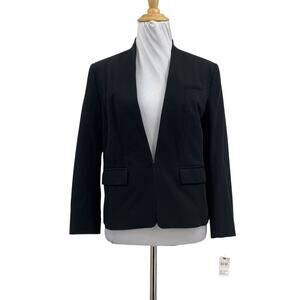 ICO Blazer Womens XS Extra Small Black Greta Bracelet Sleeve Collarless Cropped